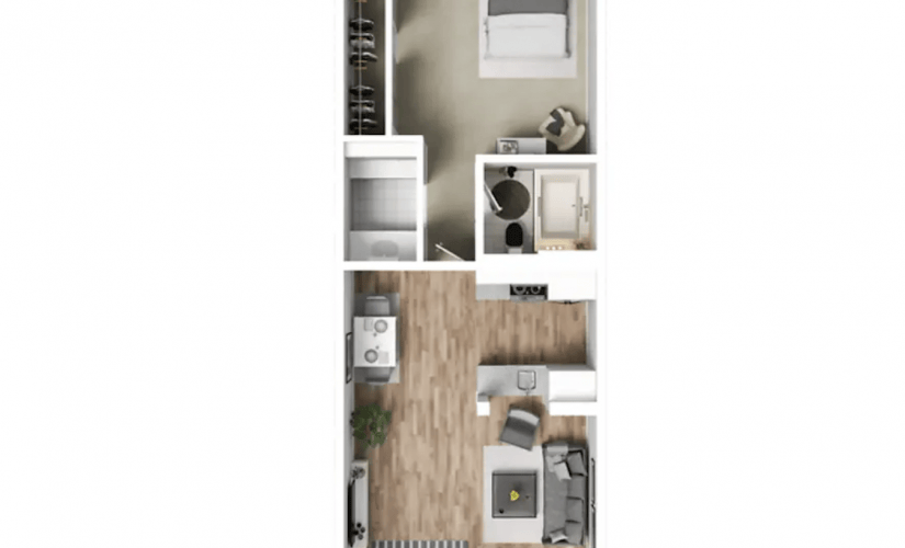 1 Bedroom 534 Sq Ft - 1 bedroom floorplan layout with 1 bathroom and 534 square feet