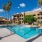 a swimming pool in a resort